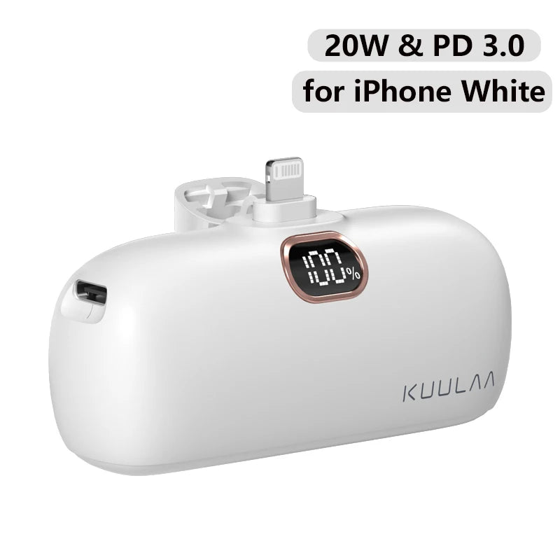 KUULAA Mini Power Bank 5000mAh - Fast Charging Portable Charger for iPhone & Android | Compact & High-Capacity"