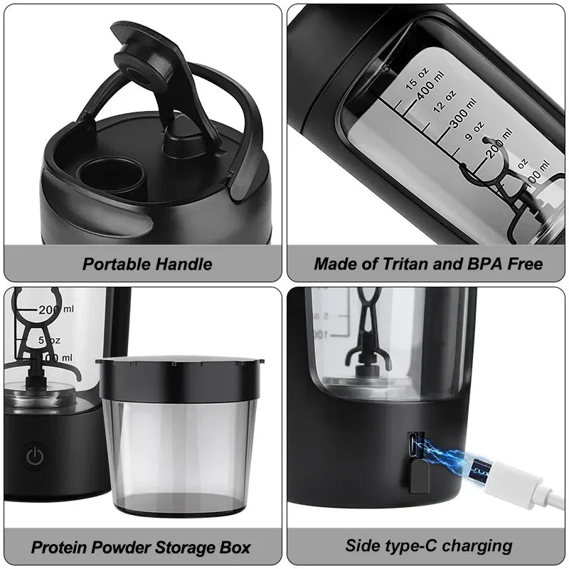 500ML Electric Protein Powder Mixing Cup Automatic Shaker Bottle Mixer Shake Bottle Milk Coffee Blender Kettle fro Gym outdoor