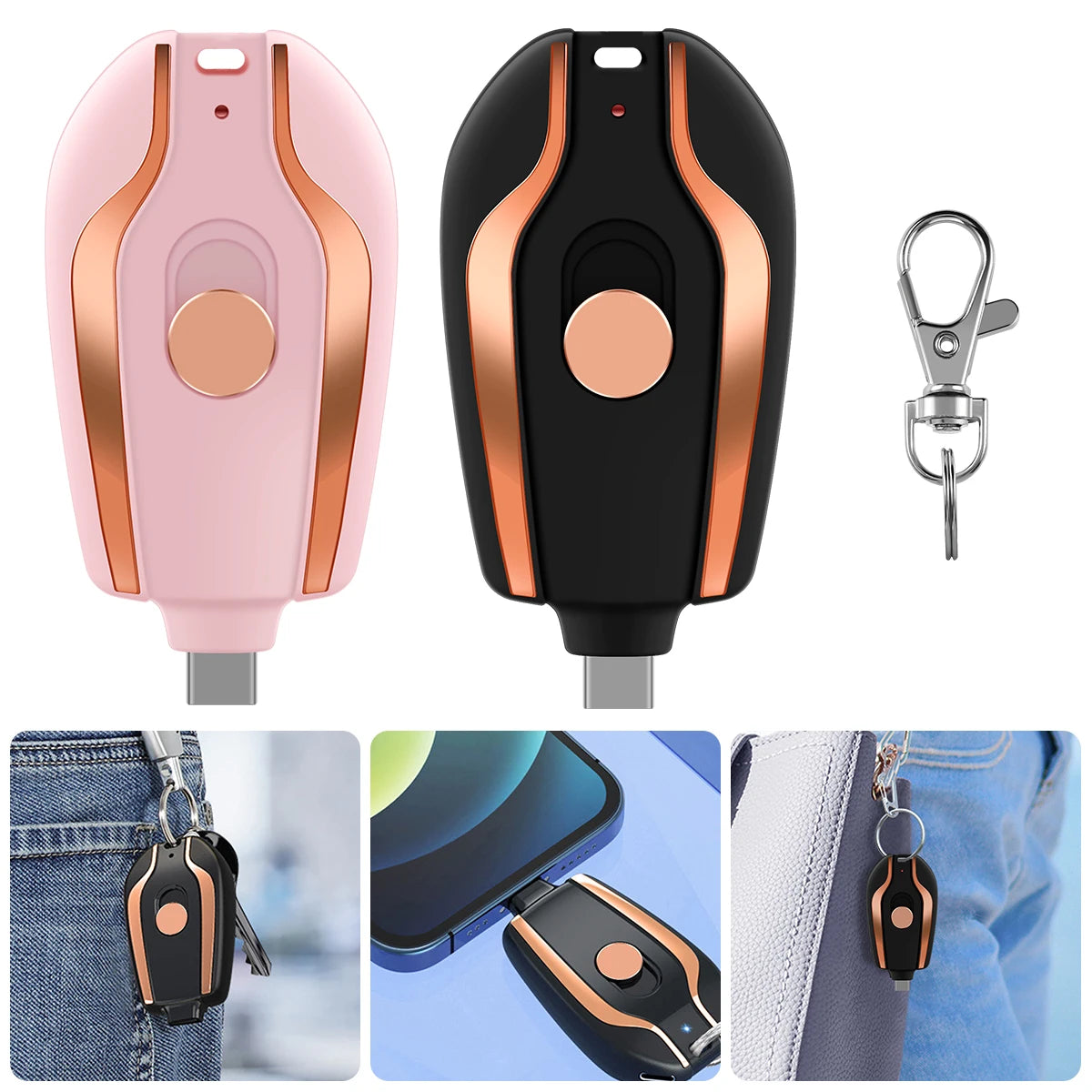 Portable Keychain Charger for Android - Durable Type-C Mini Emergency Power