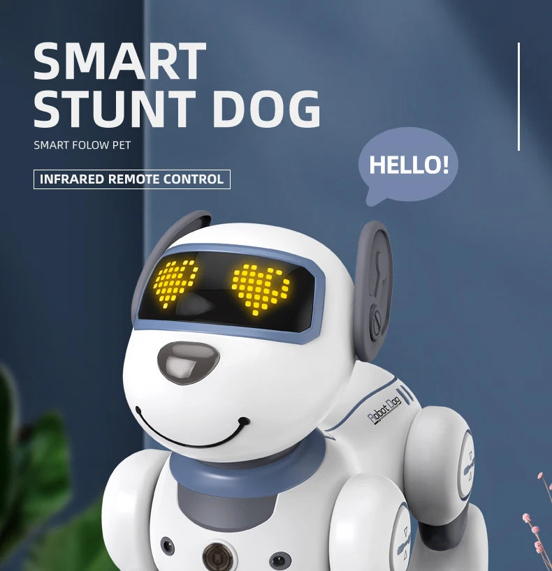 "Smart Intelligence Remote Control Robot Dog - Voice Command, Programmable, Touch-Sense, Music & Stunt Toy