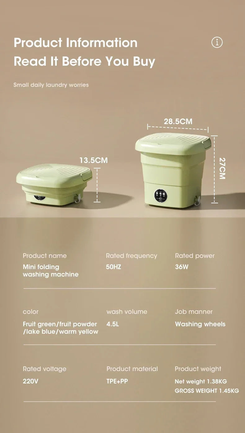 Portable Folding Washing Machine: For Clothes & Socks