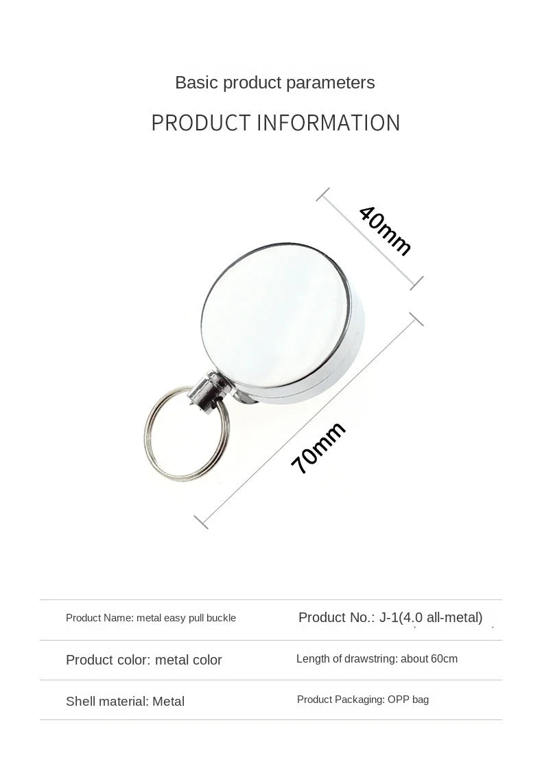 Stainless Steel Wire Rope Elastic Keychain Recoil Sporty Retractable Alarm Key Ring Anti Lost Yoyo Ski Pass ID Card