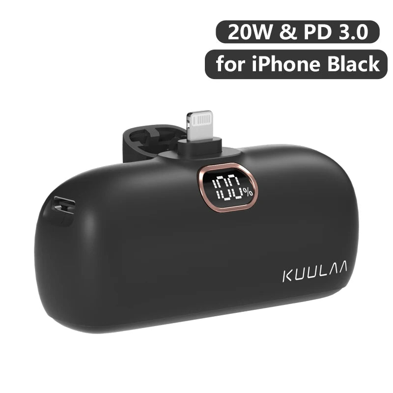 KUULAA Mini Power Bank 5000mAh - Fast Charging Portable Charger for iPhone & Android | Compact & High-Capacity"