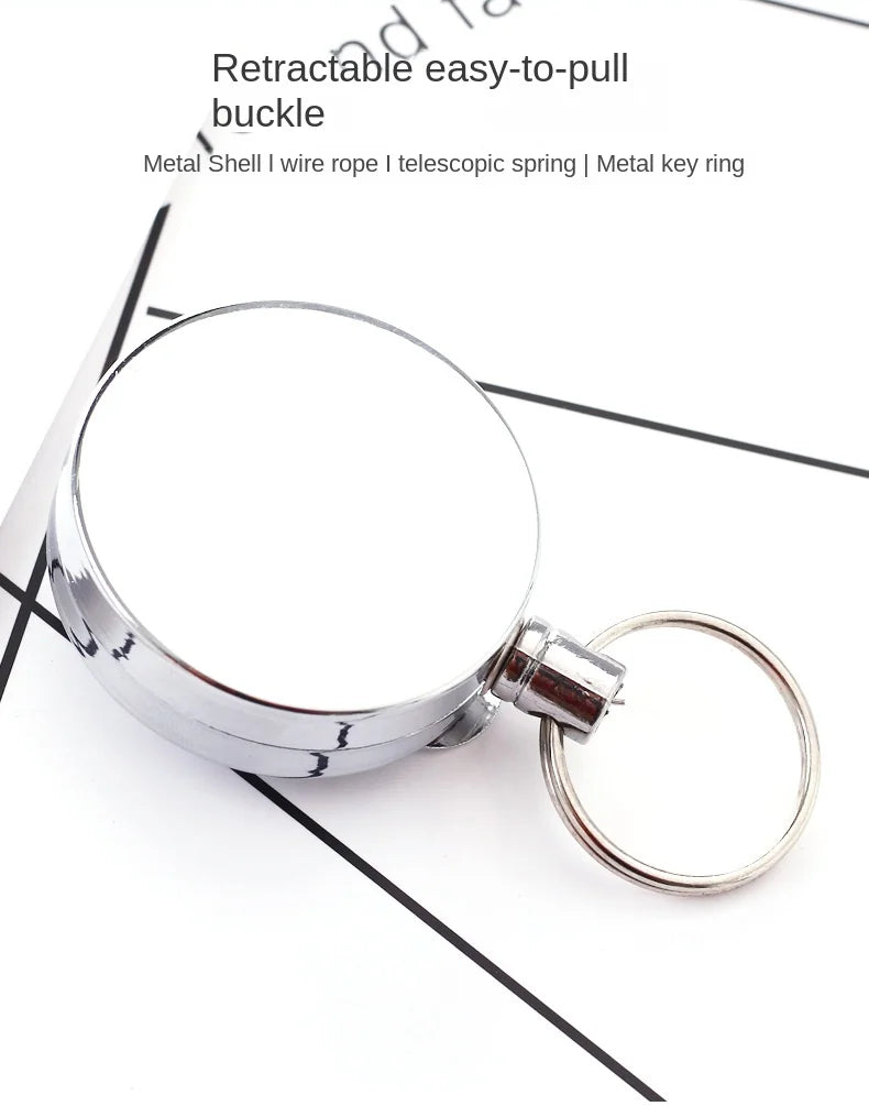 Stainless Steel Wire Rope Elastic Keychain Recoil Sporty Retractable Alarm Key Ring Anti Lost Yoyo Ski Pass ID Card