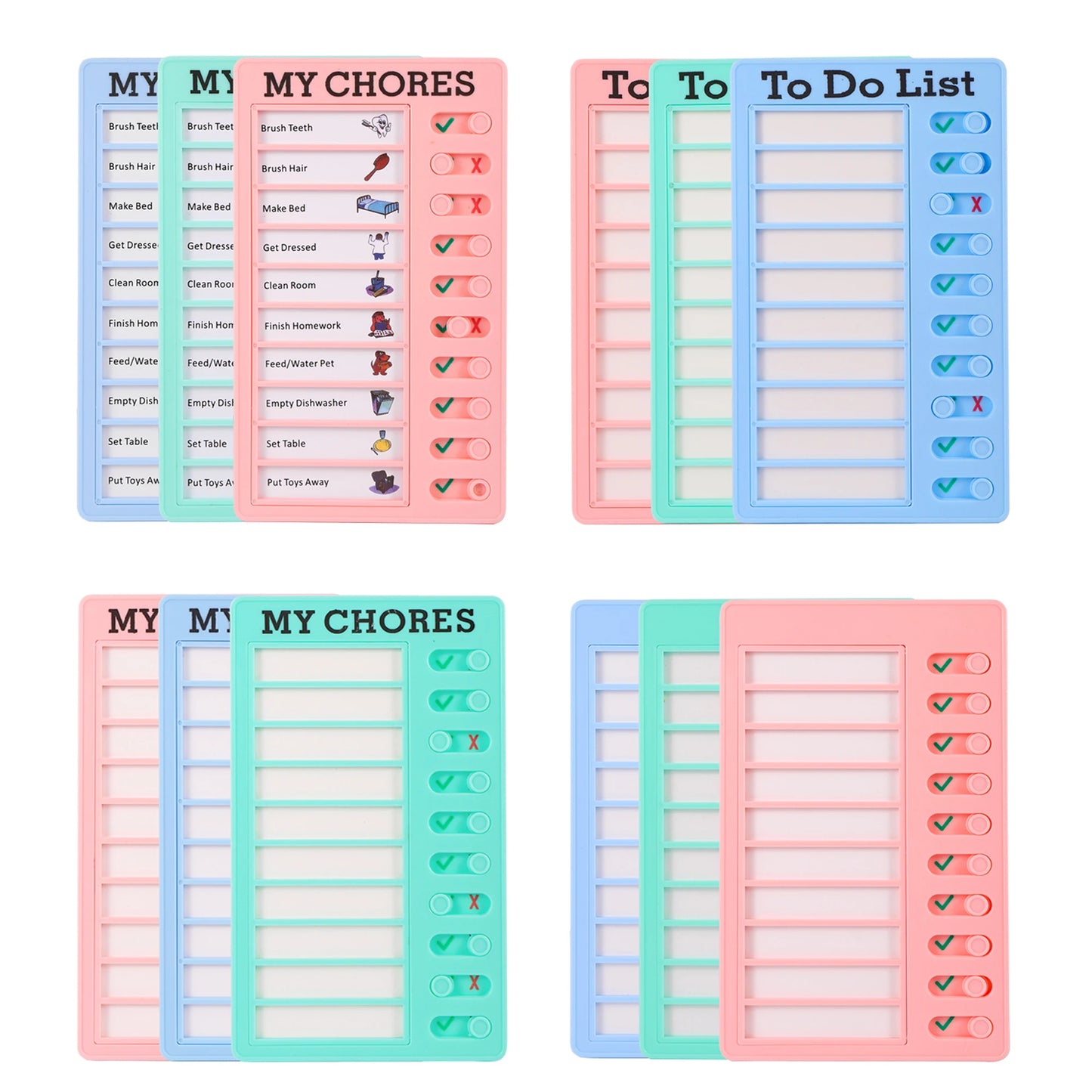 Reusable My Chores Checklist Daily Planner Memo Plastic Board Chore Chart Responsibility Behavior for Kid Self-discipline Card