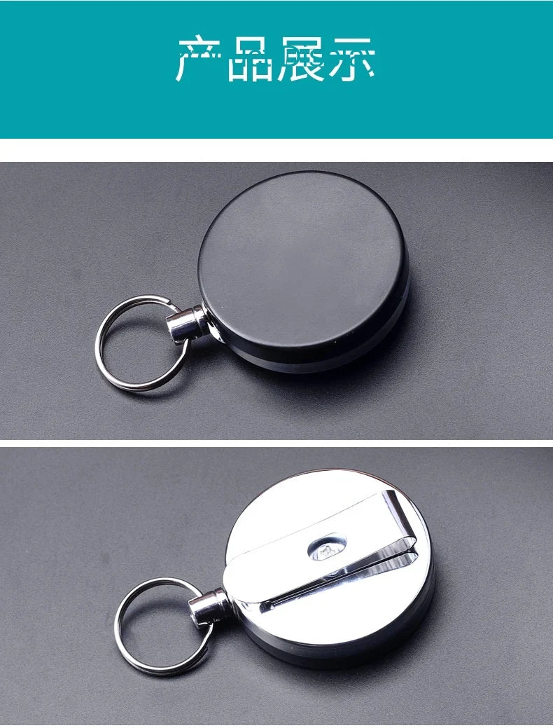 Stainless Steel Wire Rope Elastic Keychain Recoil Sporty Retractable Alarm Key Ring Anti Lost Yoyo Ski Pass ID Card