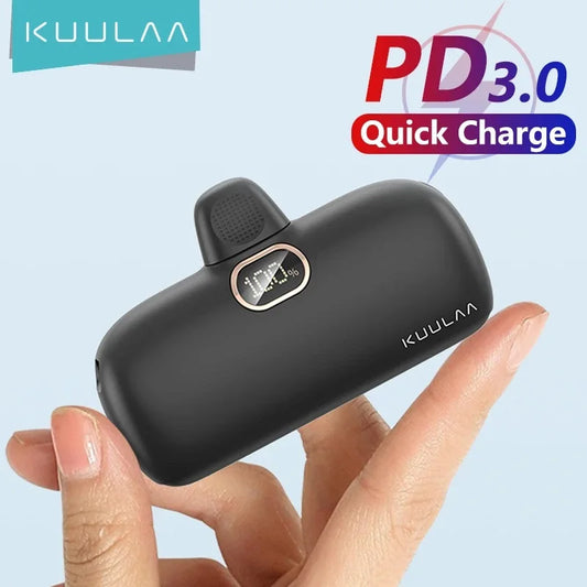 KUULAA Mini Power Bank 5000mAh - Fast Charging Portable Charger for iPhone & Android | Compact & High-Capacity"