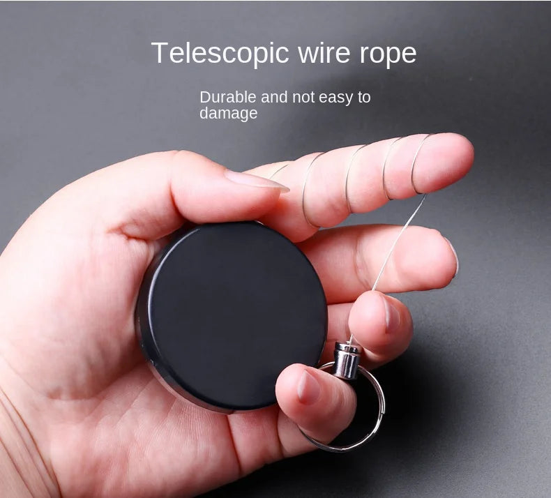 Stainless Steel Wire Rope Elastic Keychain Recoil Sporty Retractable Alarm Key Ring Anti Lost Yoyo Ski Pass ID Card