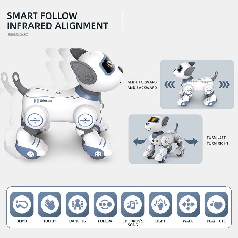 "Smart Intelligence Remote Control Robot Dog - Voice Command, Programmable, Touch-Sense, Music & Stunt Toy