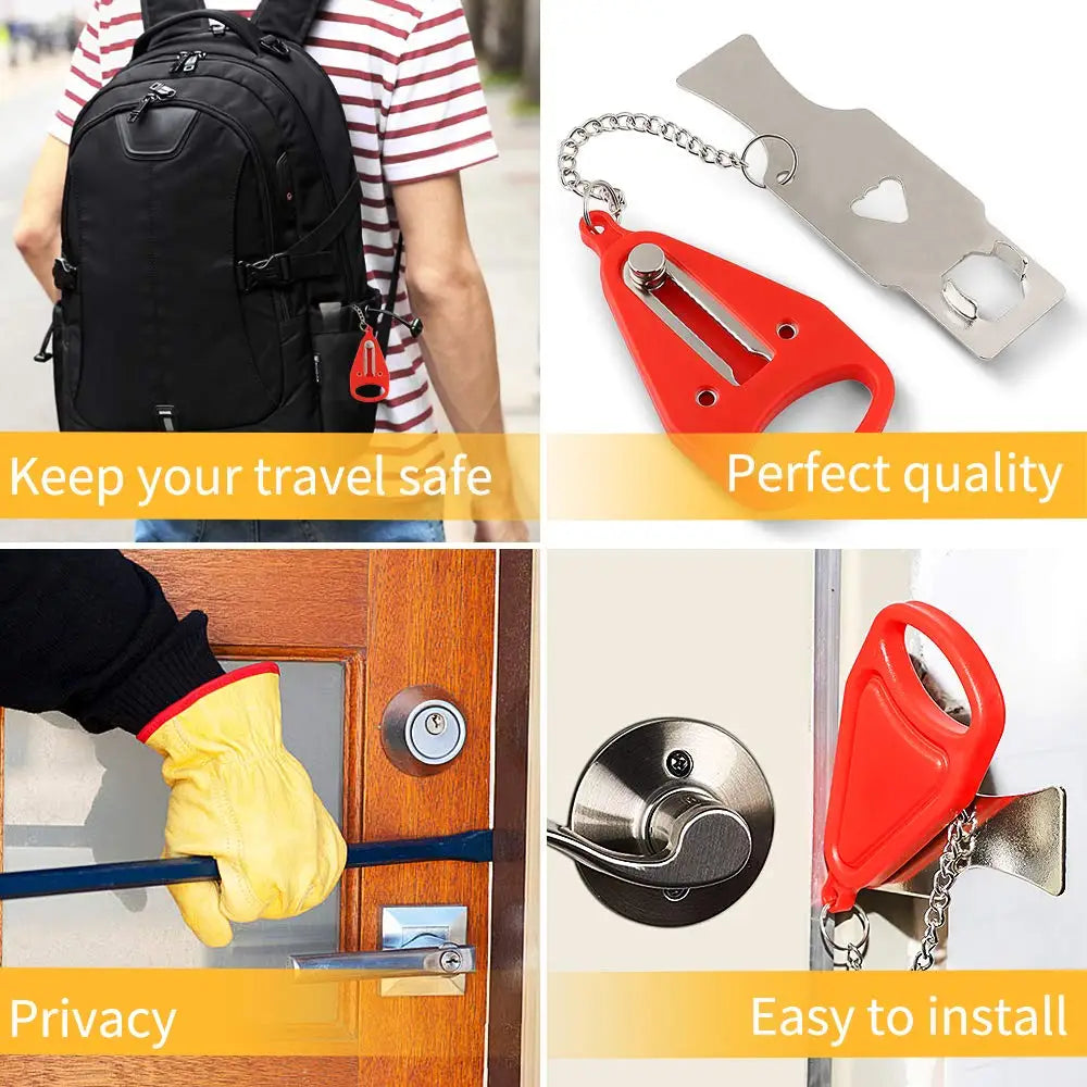 Portable Door Lock - Anti-Theft Safety Latch for Home, Hotel & Travel | Metal Room Security Lock for Added Protection"