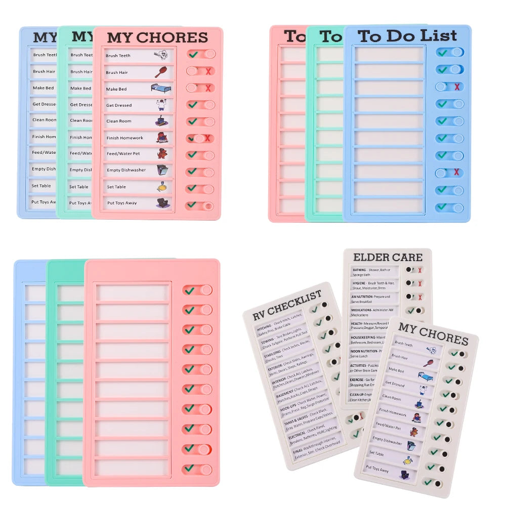 Reusable My Chores Checklist Daily Planner Memo Plastic Board Chore Chart Responsibility Behavior for Kid Self-discipline Card