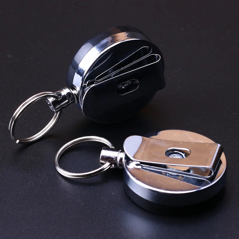 Stainless Steel Wire Rope Elastic Keychain Recoil Sporty Retractable Alarm Key Ring Anti Lost Yoyo Ski Pass ID Card