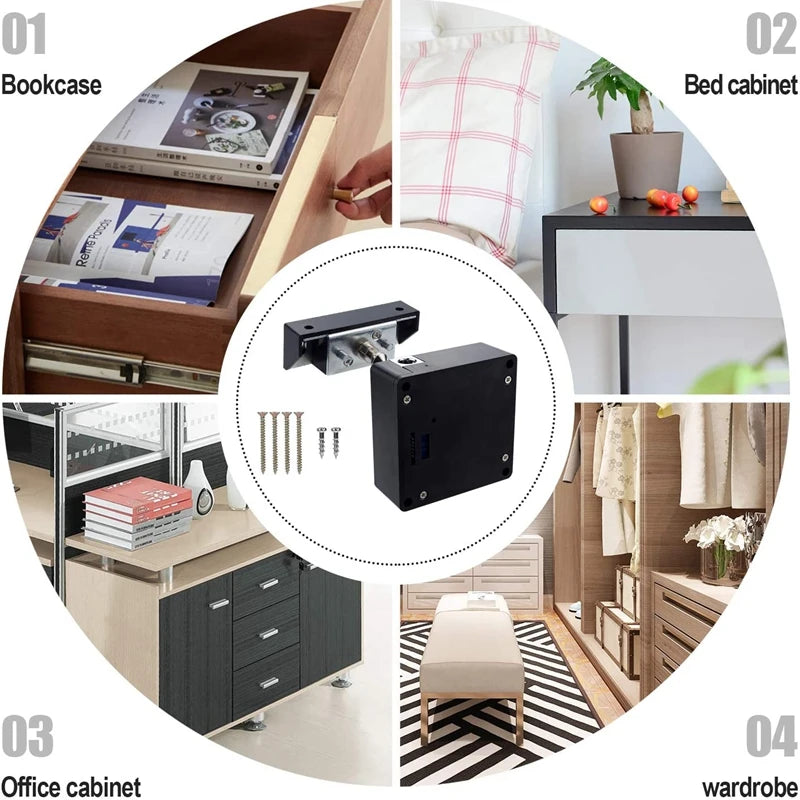 Smart Hidden RFID Cabinet Lock - 13.56MHz Electronic Drawer Lock for Wooden Doors, DIY Easy Installation