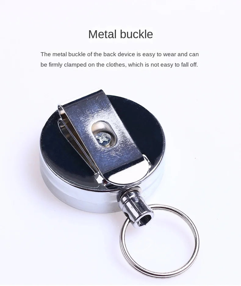 Stainless Steel Wire Rope Elastic Keychain Recoil Sporty Retractable Alarm Key Ring Anti Lost Yoyo Ski Pass ID Card